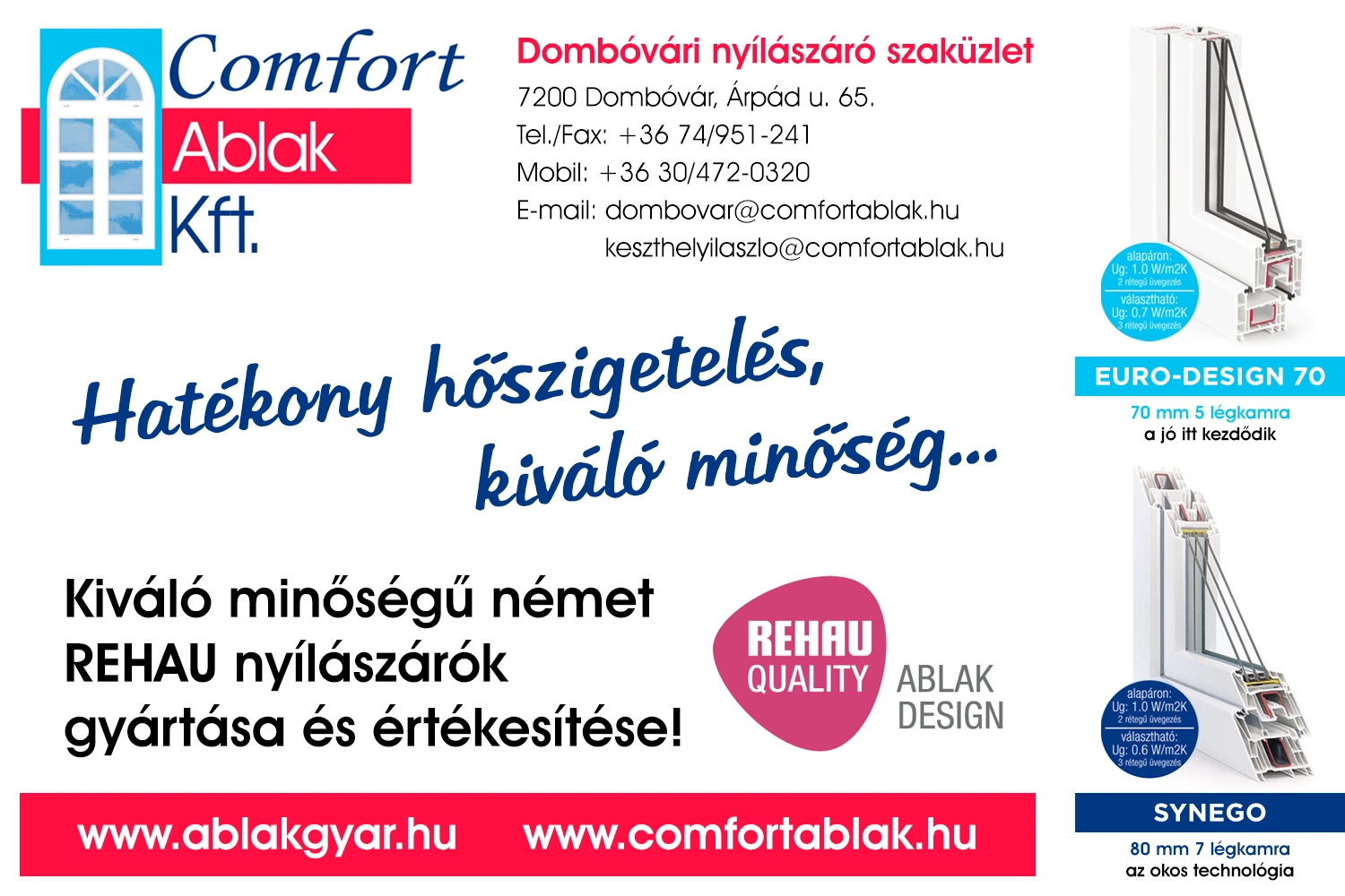 Nyílászáró szaküzlet Dombóváron – Comfort Ablak