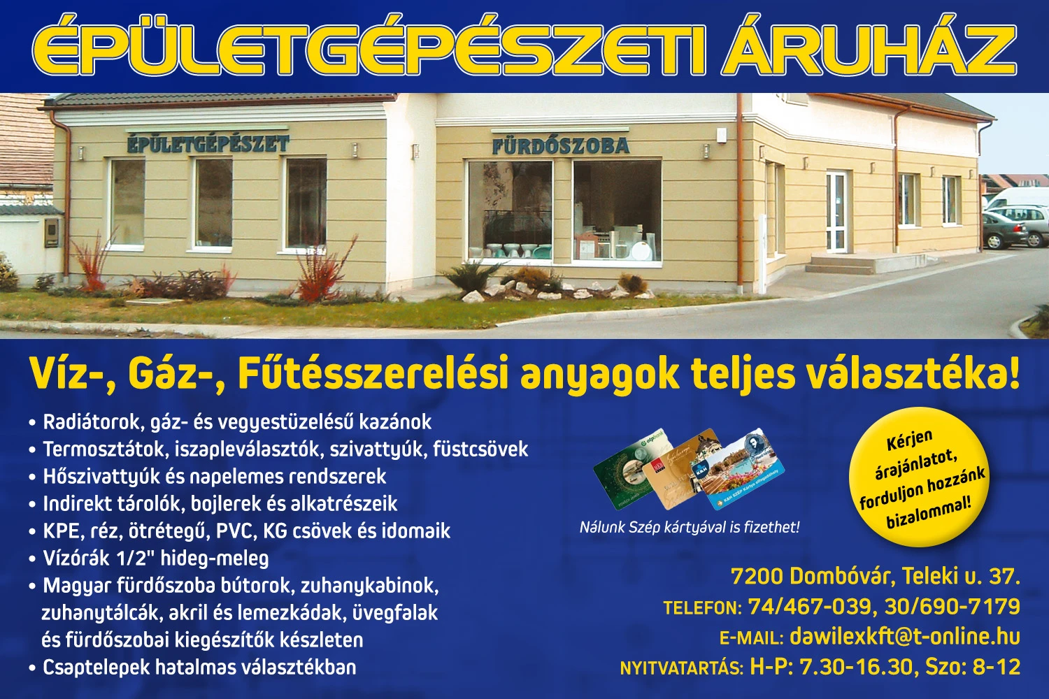 Épületgépészeti Áruház Dombóváron - Dawilex Kft.