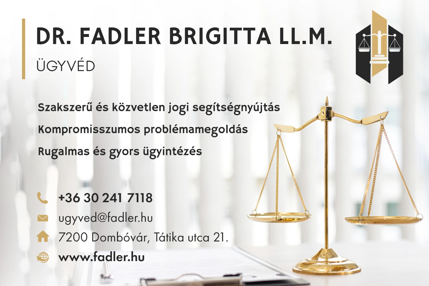Dr. Fadler Brigitta ügyvéd Dombóváron