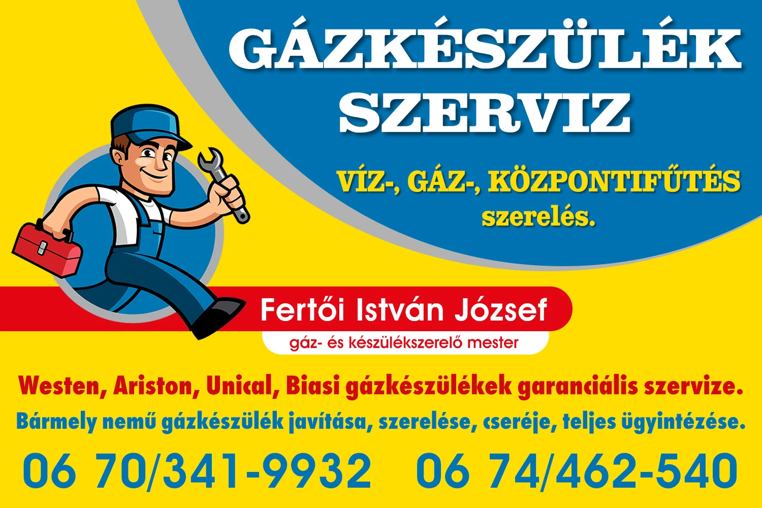 Gázszerelő és gázkészülék-szerviz Dombóváron – Fertői István