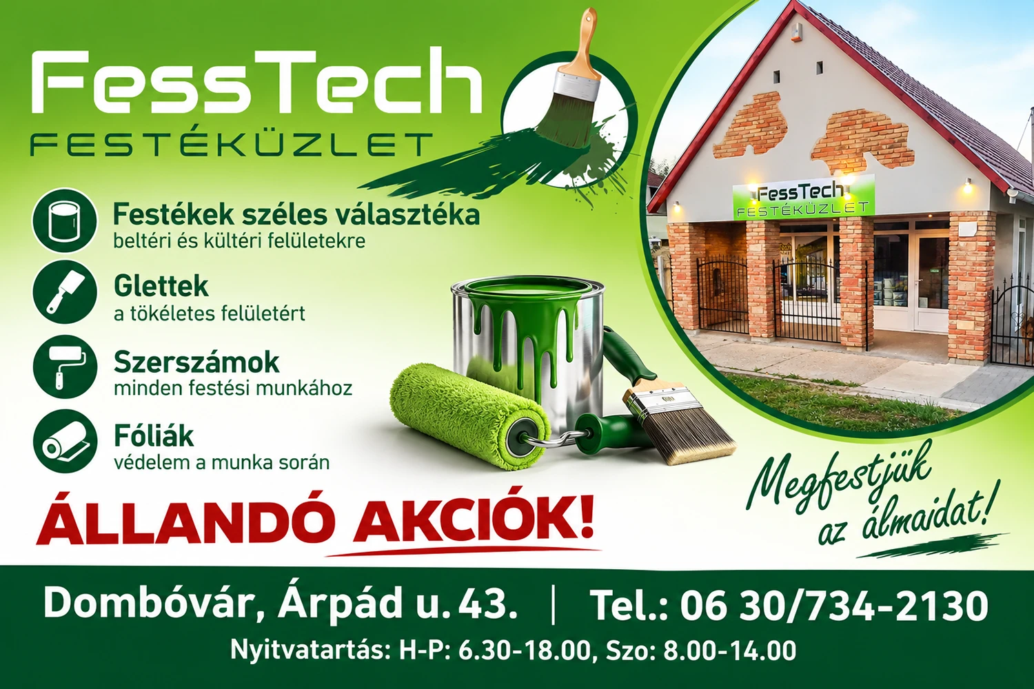 FessTech Festéküzlet Dombóvár – festékek, glettek és szerszámok