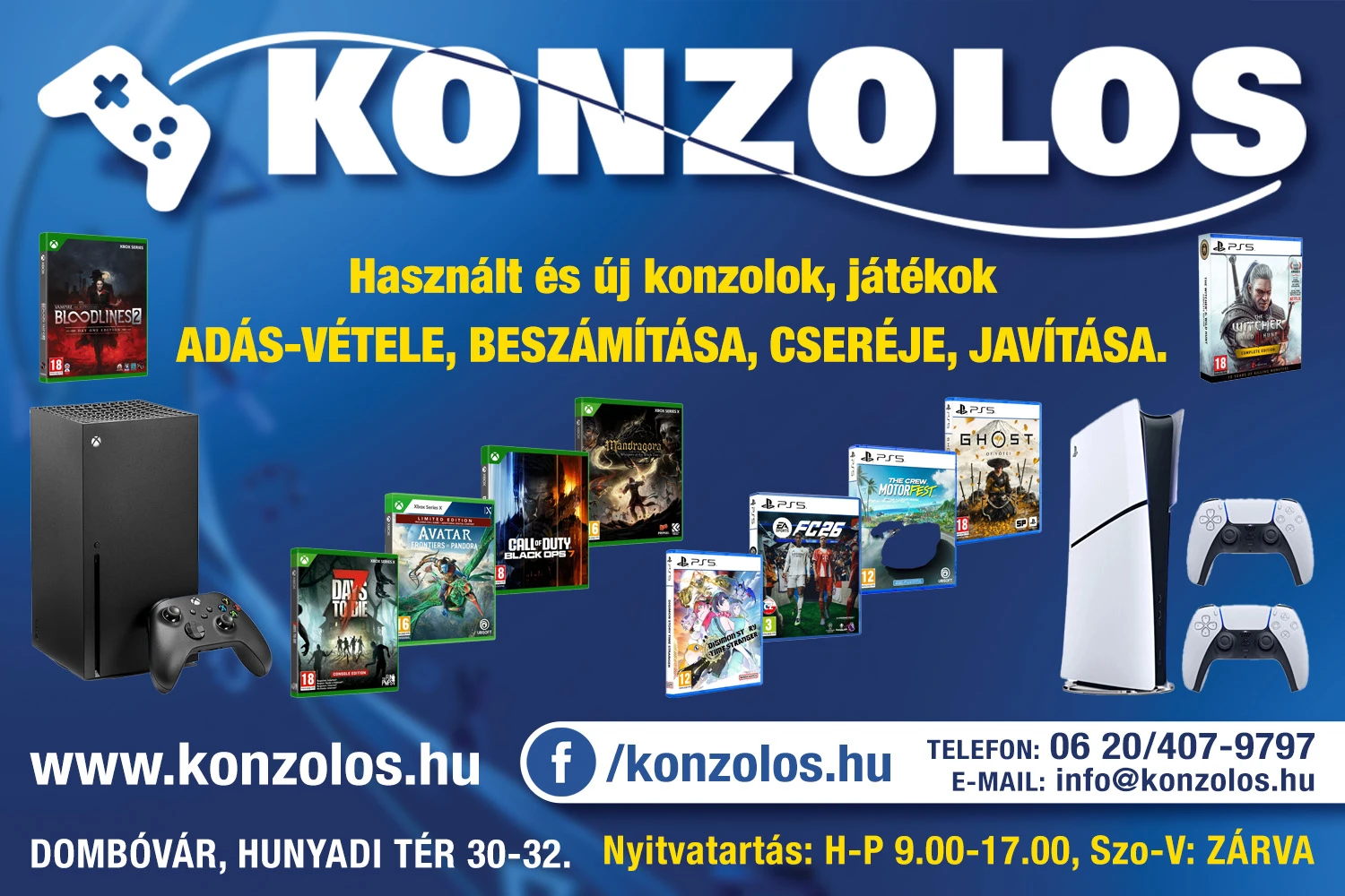 Videojáték szaküzlet és szerviz Dombóváron – Konzolos